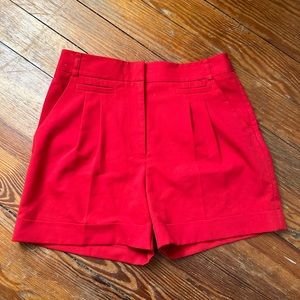 Red Trouser High Waisted Shorts